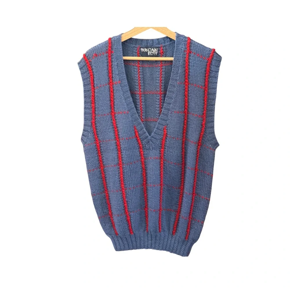 Vintage Duncan Row Sweater Vest Preppy Grandmacore Dark Academia Indie Retro